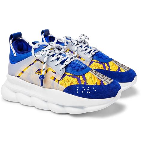 versace sneakers blue|Versace chain runners.